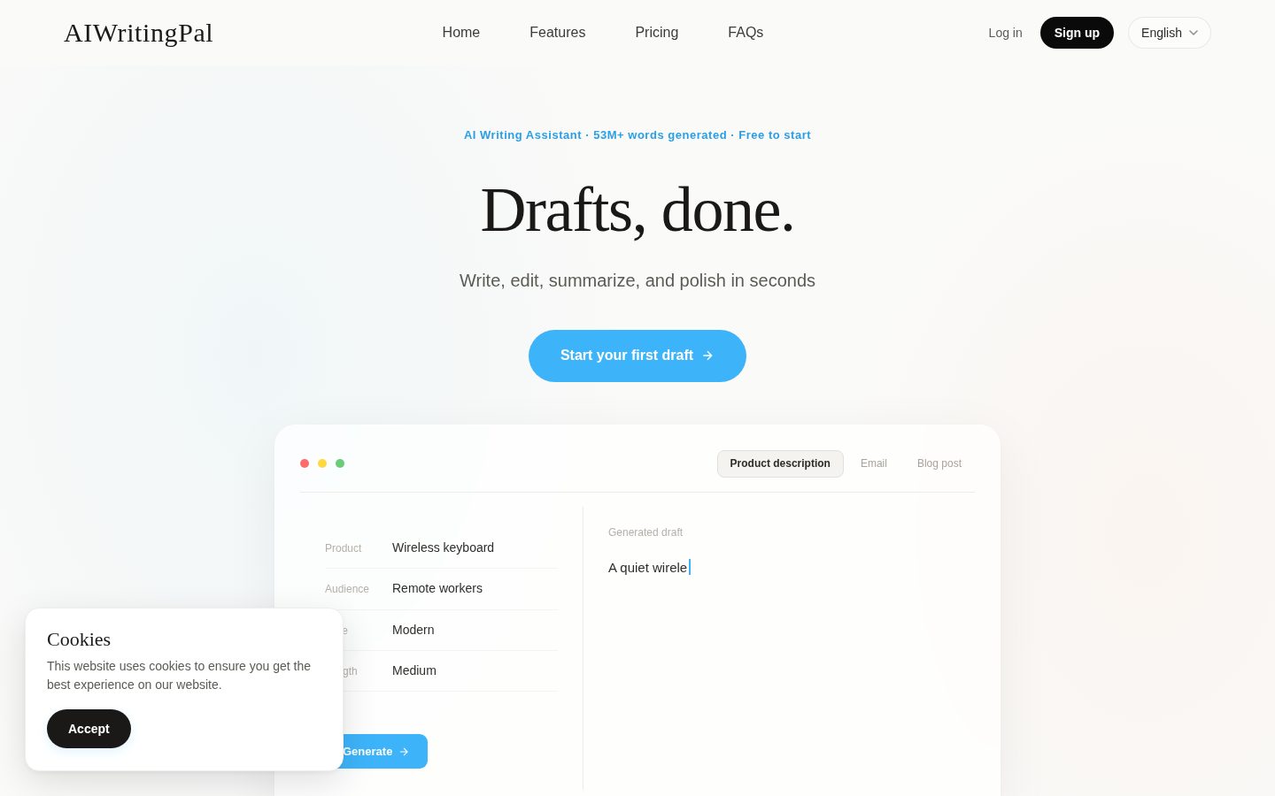 AIWritingPal Homepage