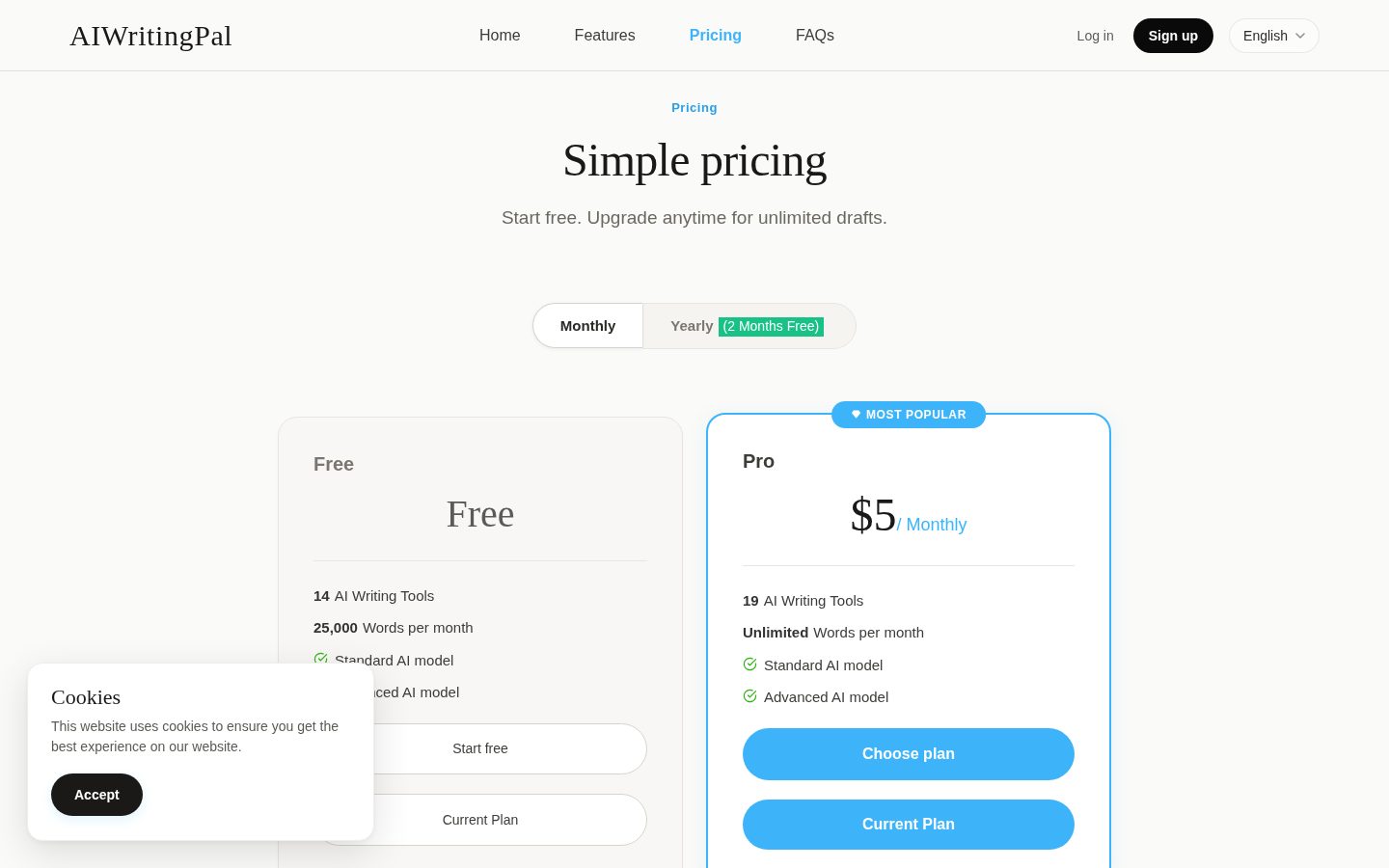 AIWritingPal Pricing