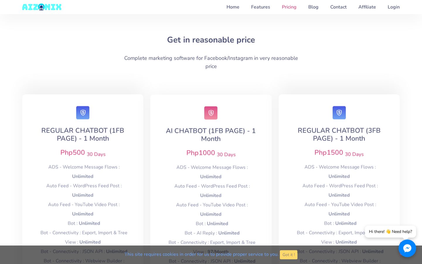 AIZONIX Pricing