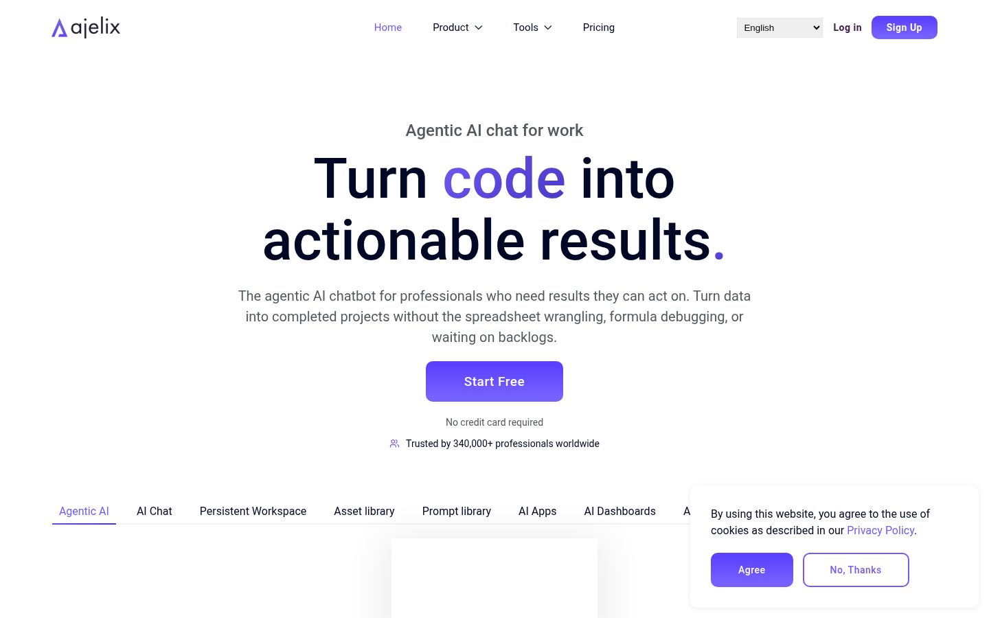 Ajelix AI Agent for Work Homepage