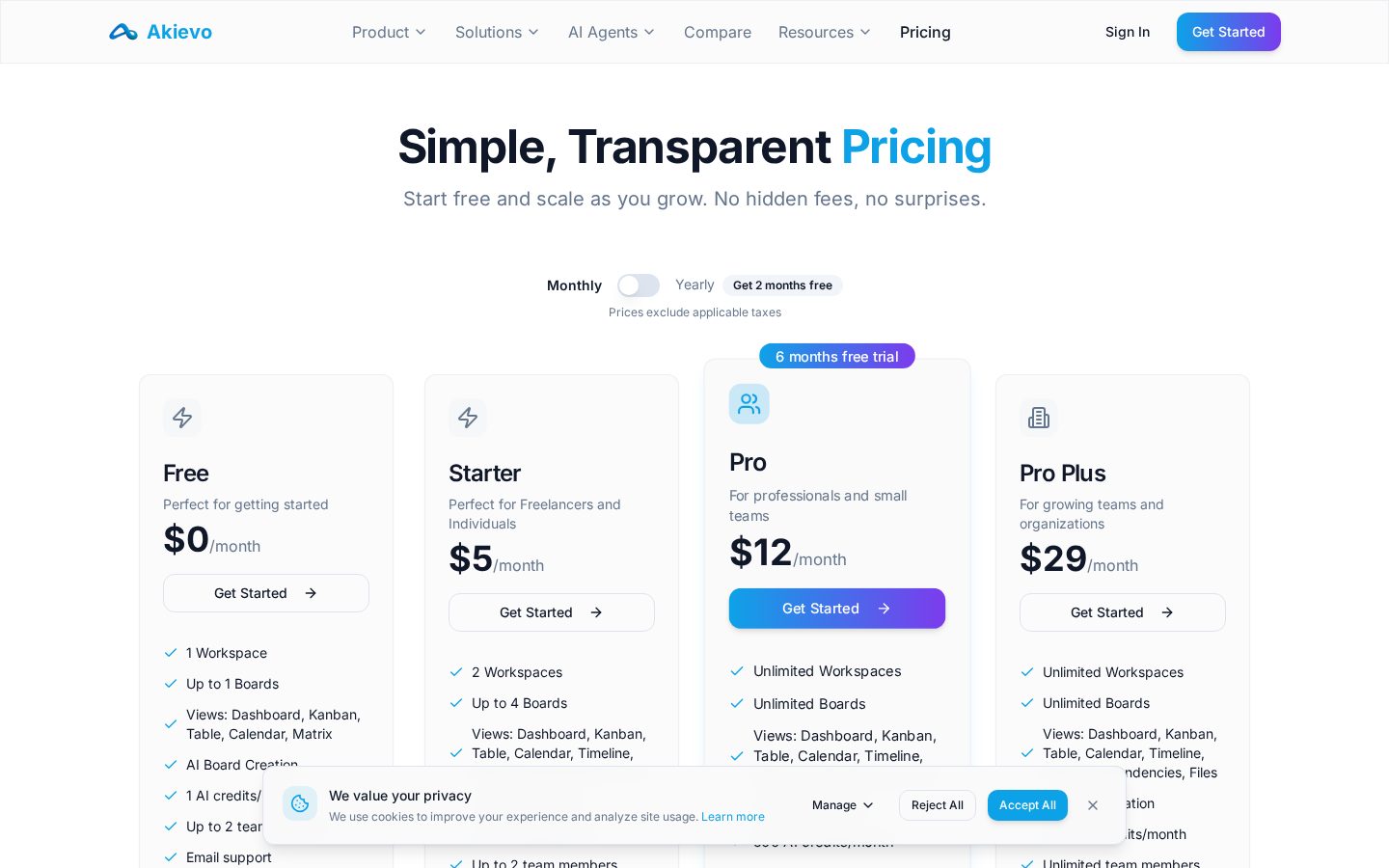 Akievo Pricing
