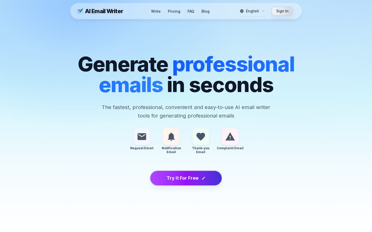 Al Email Writer Homepage