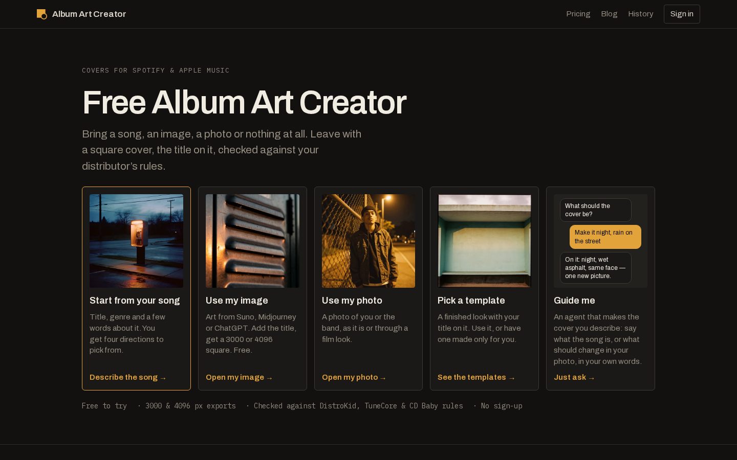 Album Art Creator Homepage
