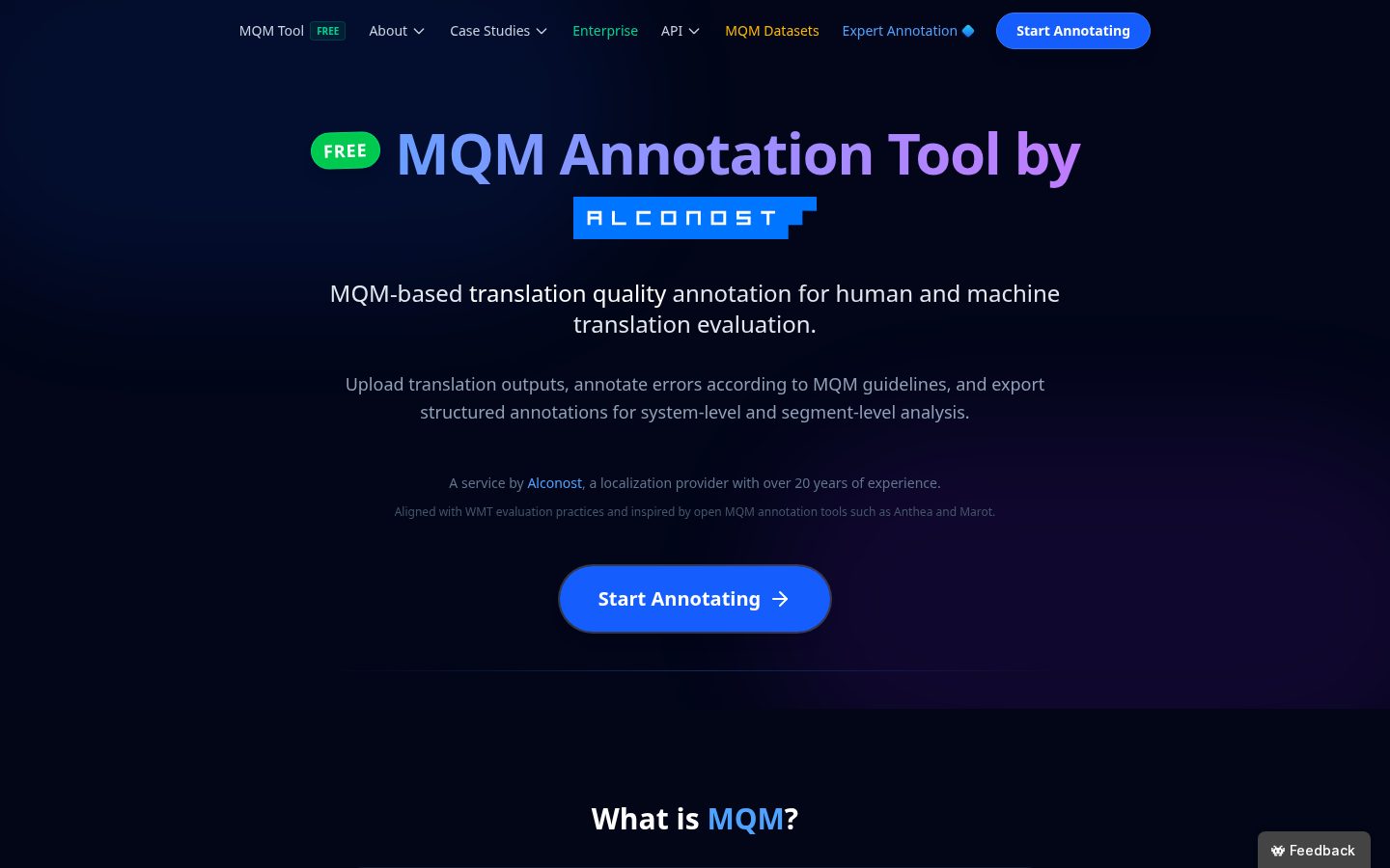Alconost MQM Annotation Tool Homepage