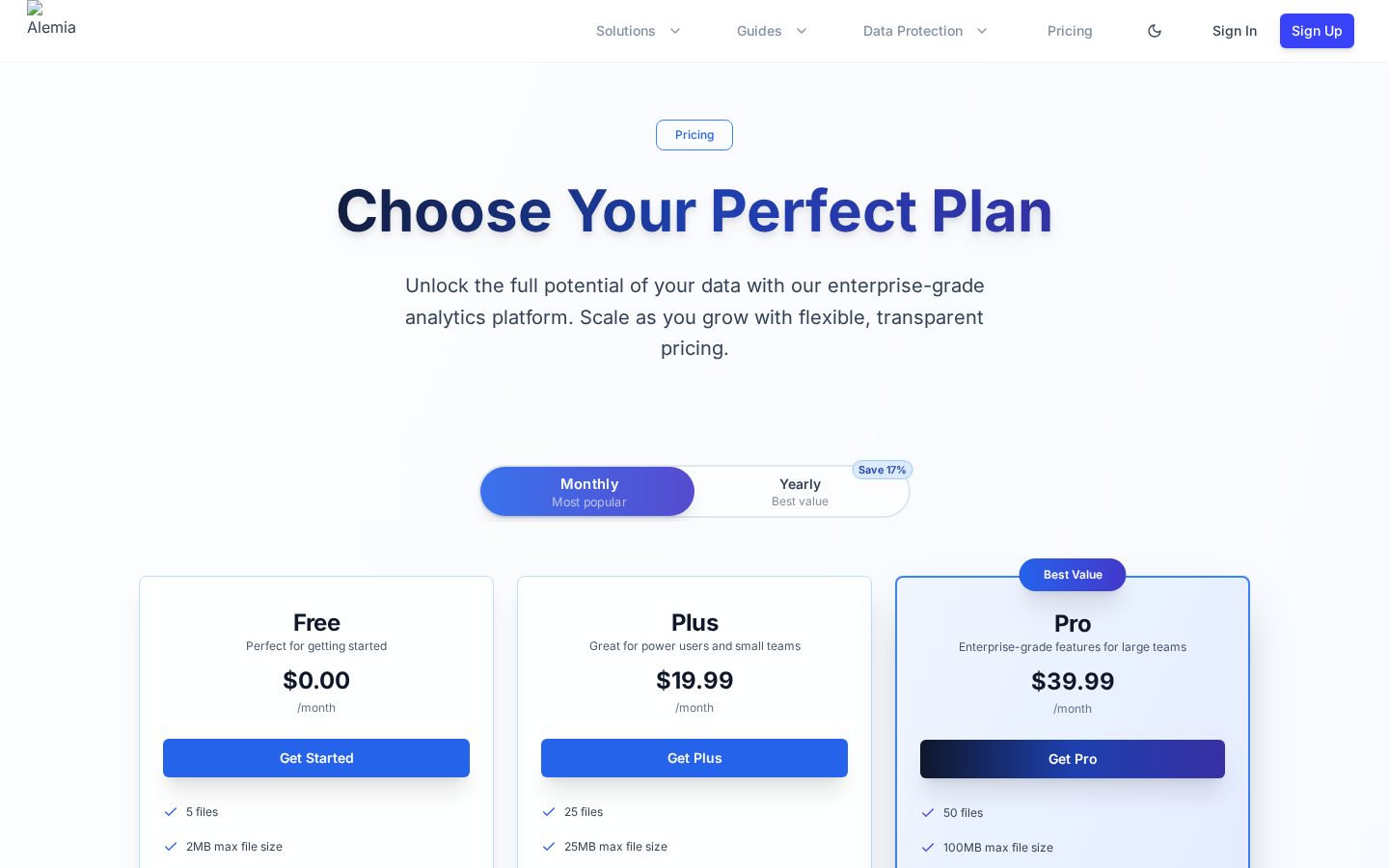 Alemia AI Pricing