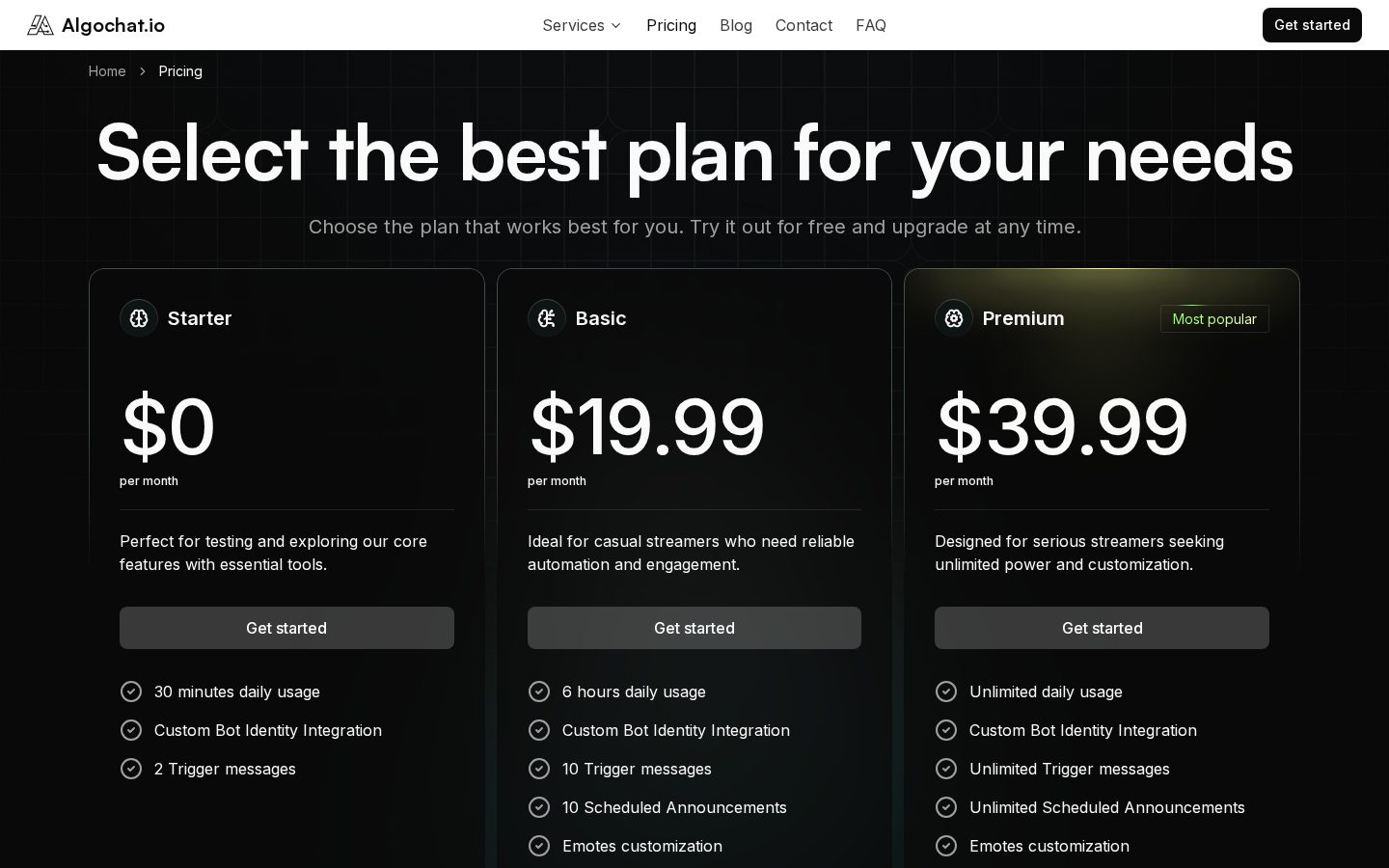 Algochat Pricing
