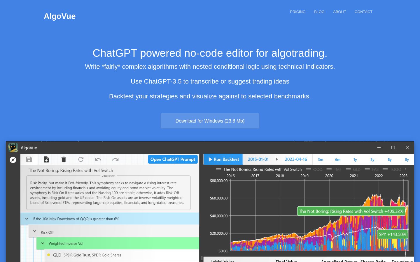 AlgoVue Homepage