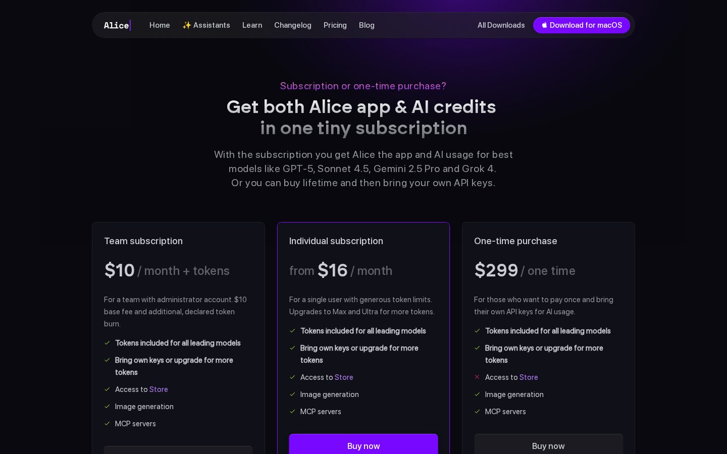 Alice 4.0 Pricing