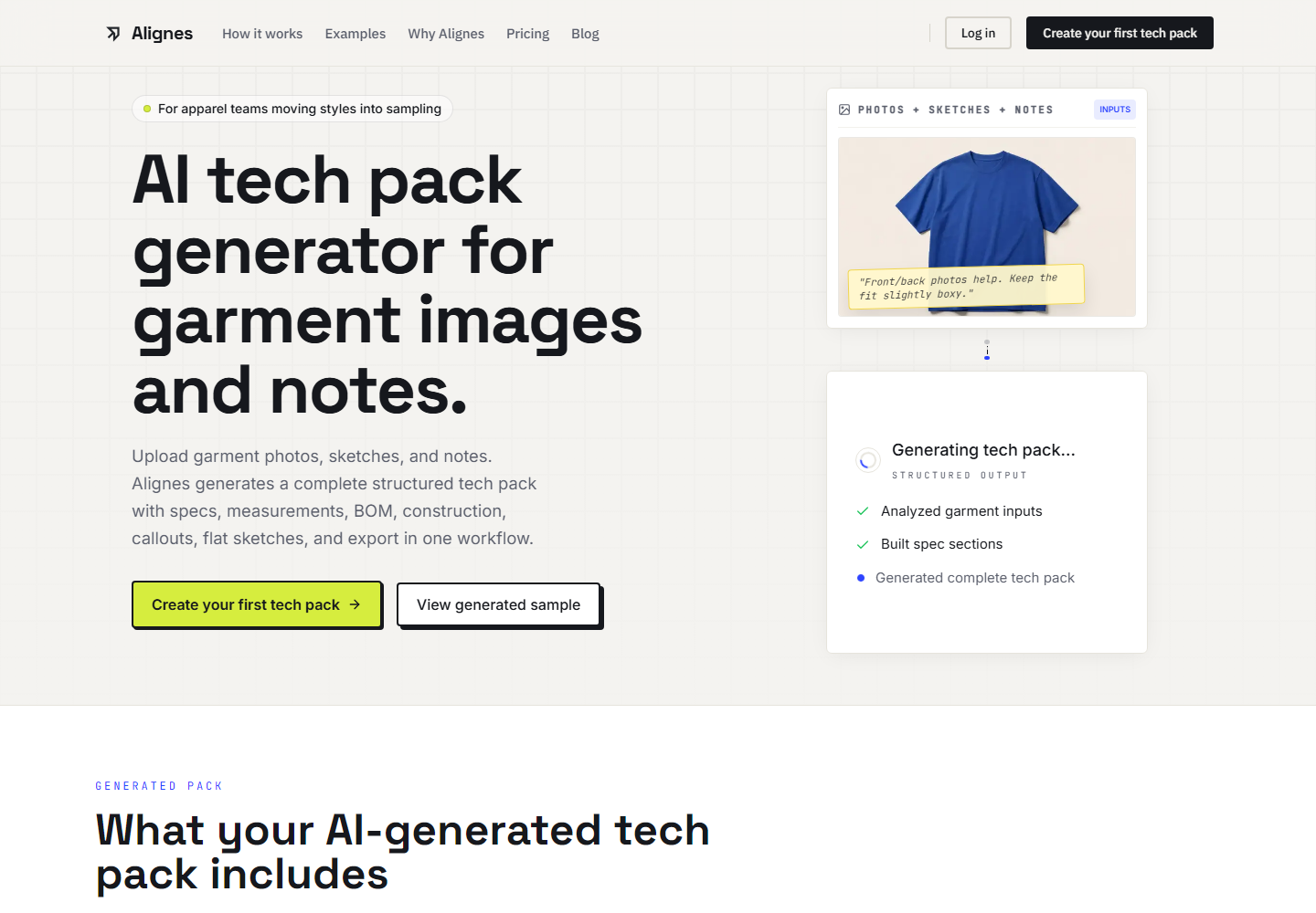 Alignes homepage