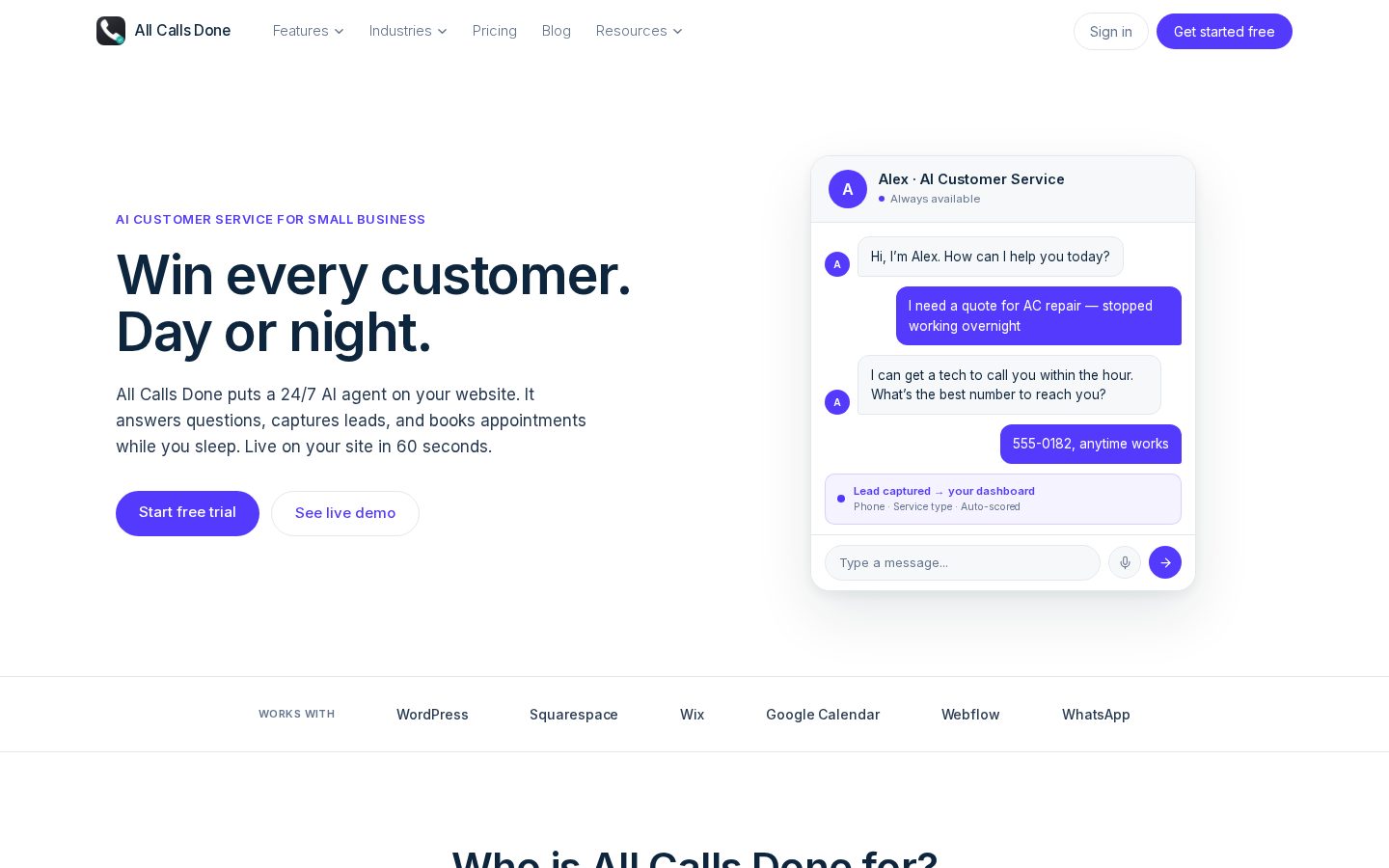 All Calls Done Homepage