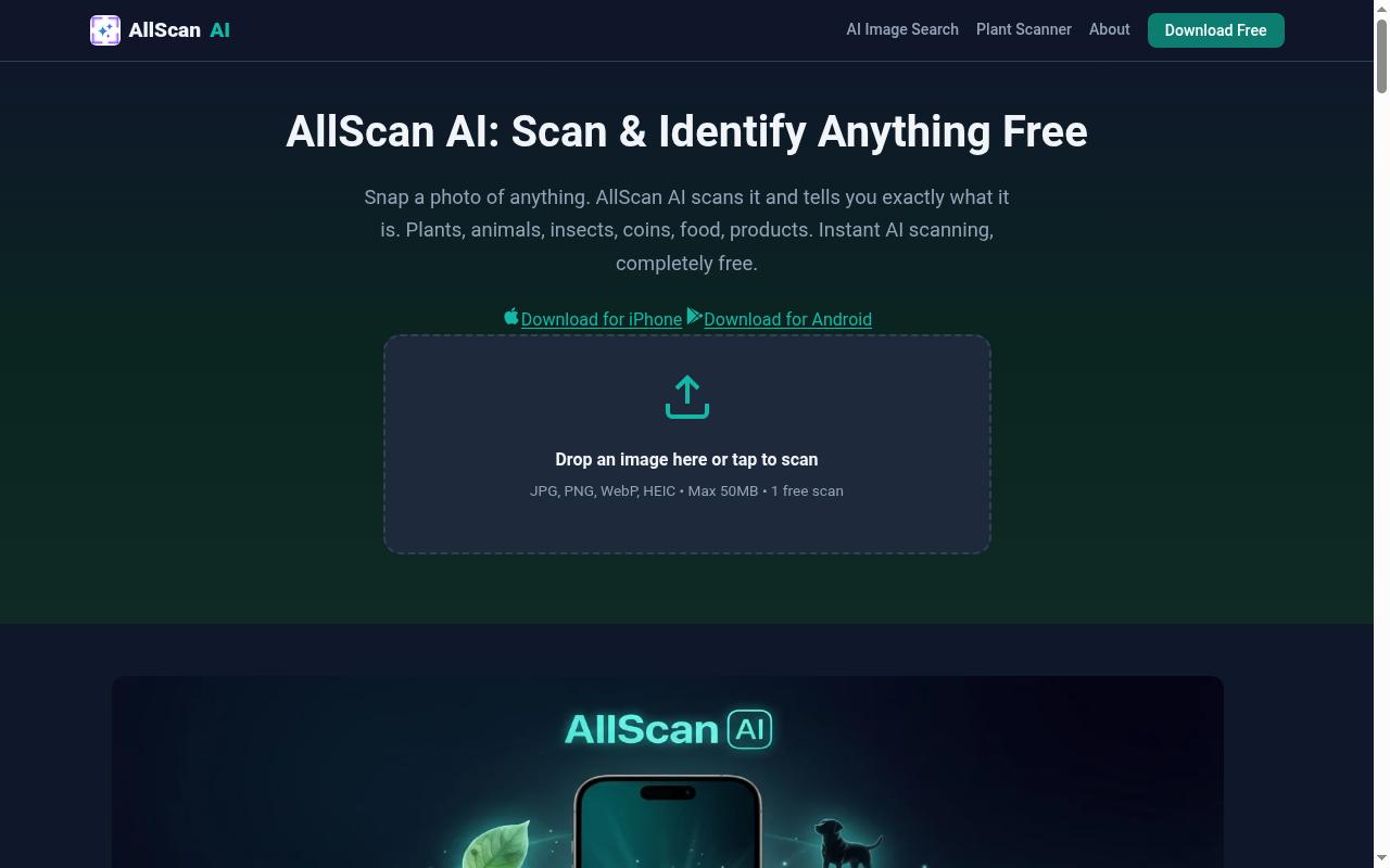 All Scan AI: Scan & Identify Anything Homepage