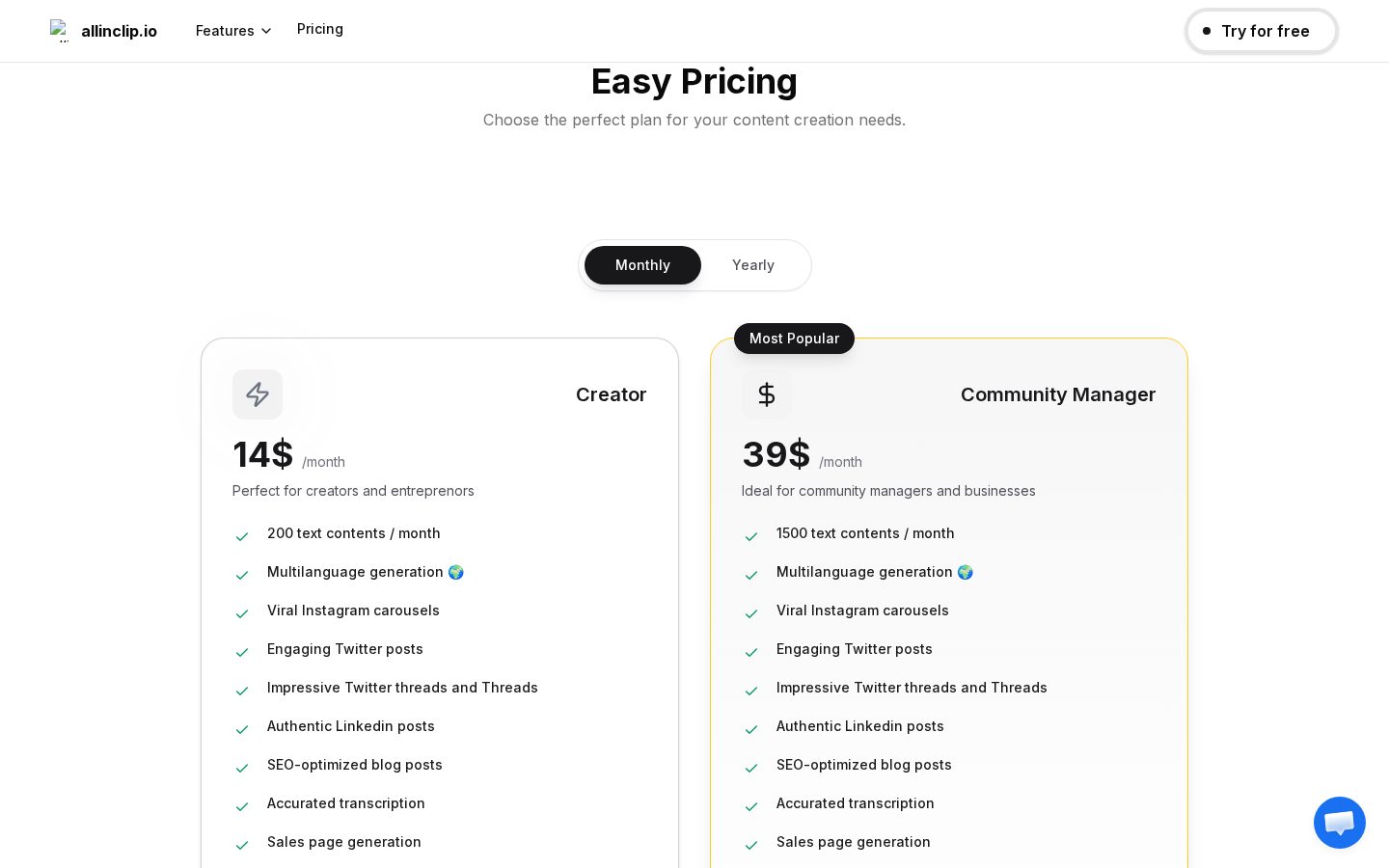 AllInClip Pricing