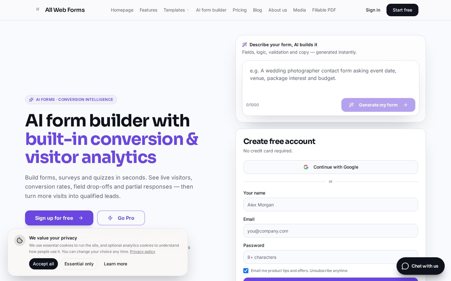Allwebforms Homepage