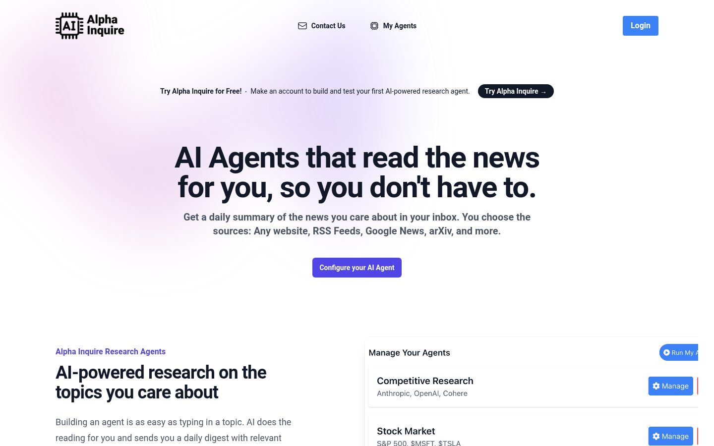Alpha Inquire Homepage