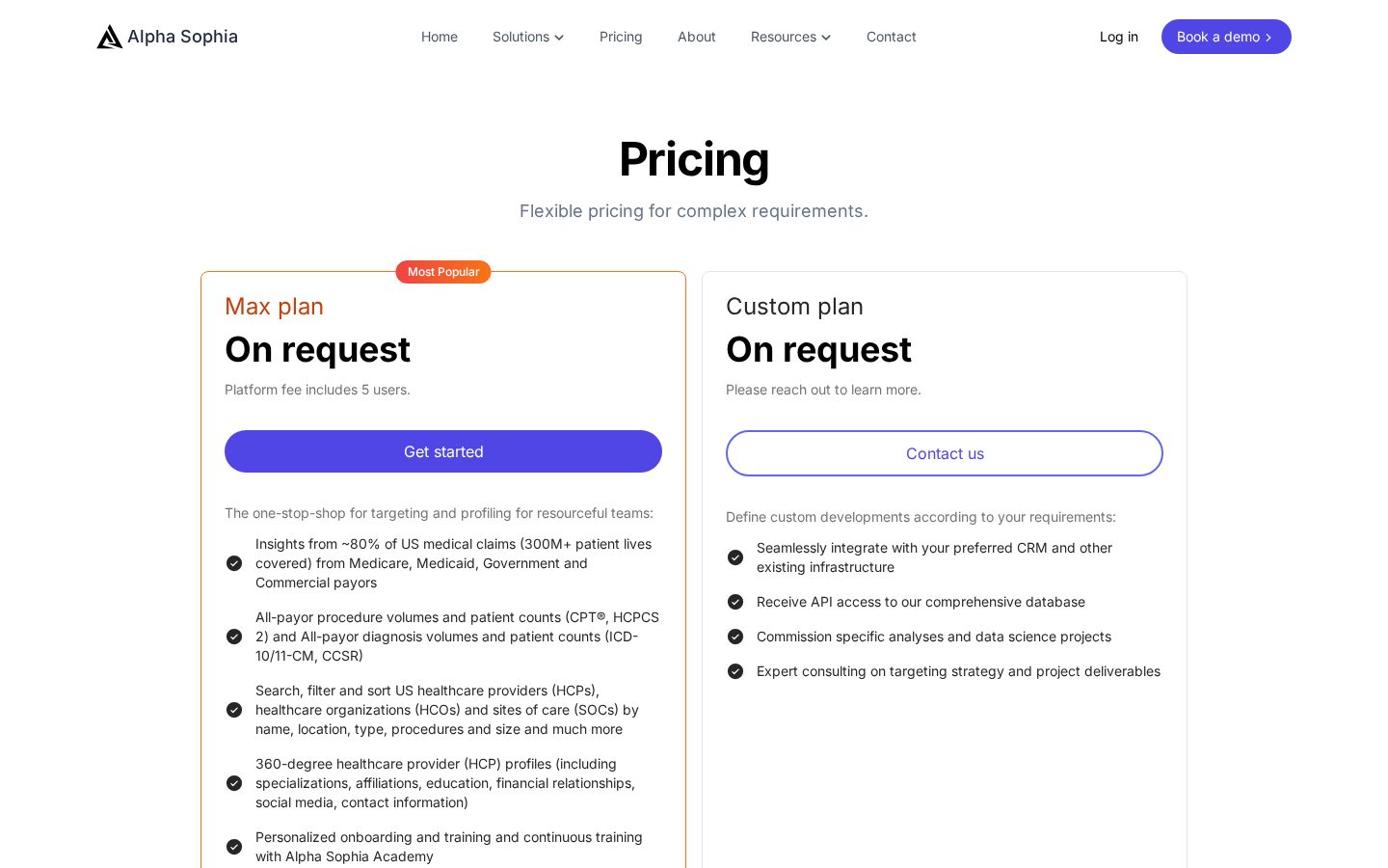 Alpha Sophia Pricing