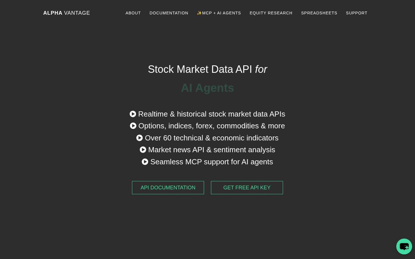 Alpha Vantage MCP Homepage