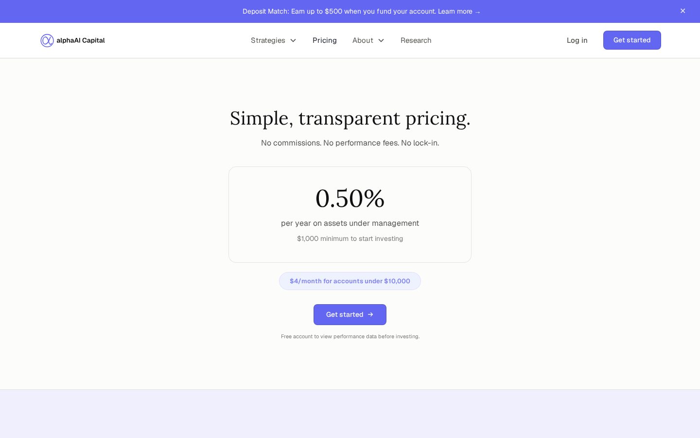 alphaAI Capital Pricing