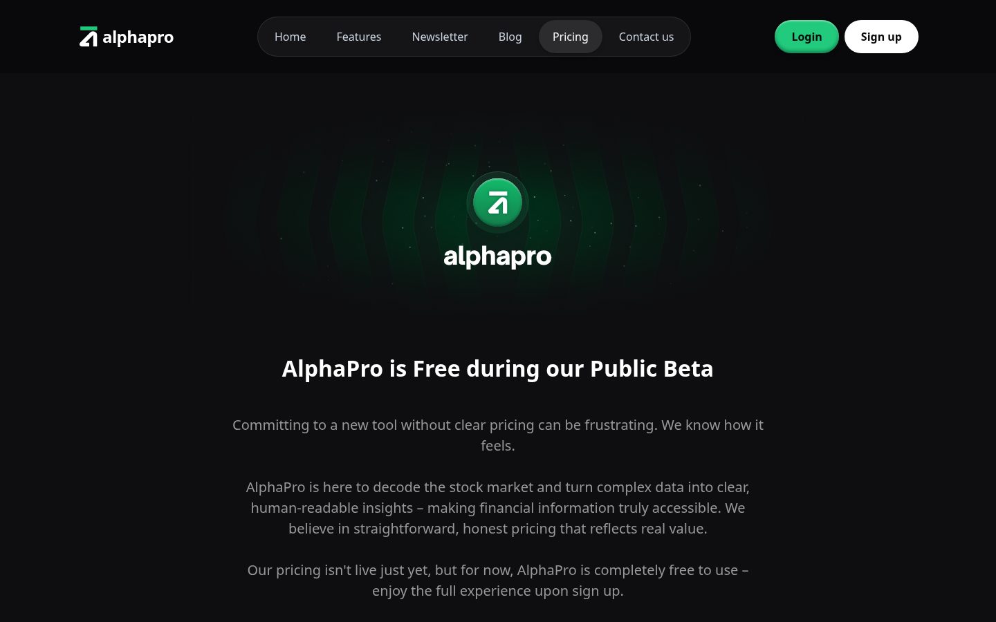 AlphaPro Pricing