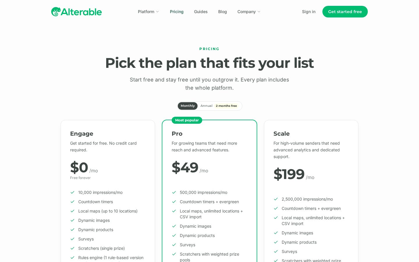 Alterable Pricing