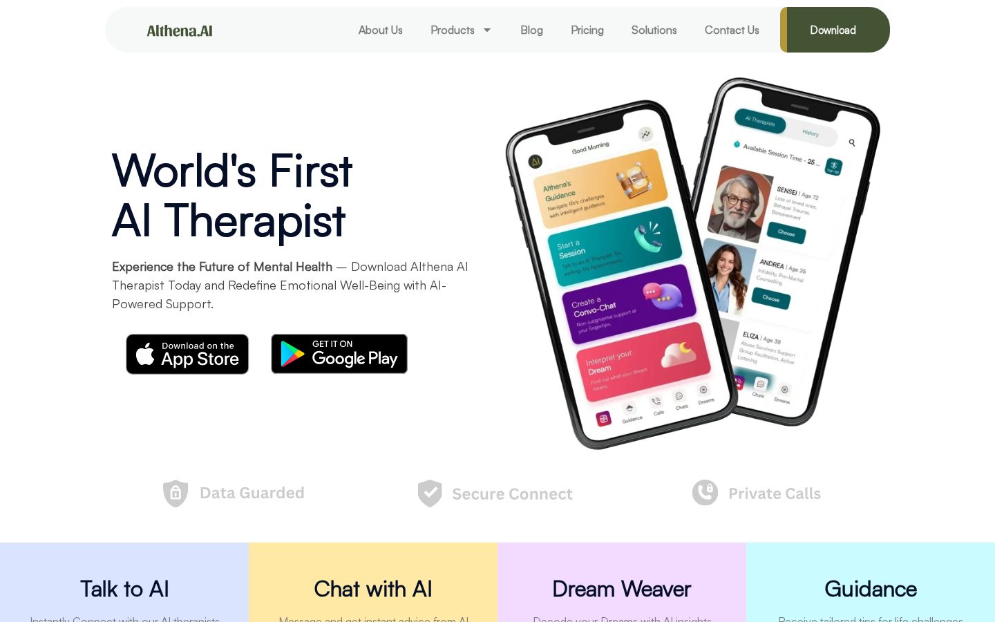 Althena AI Homepage