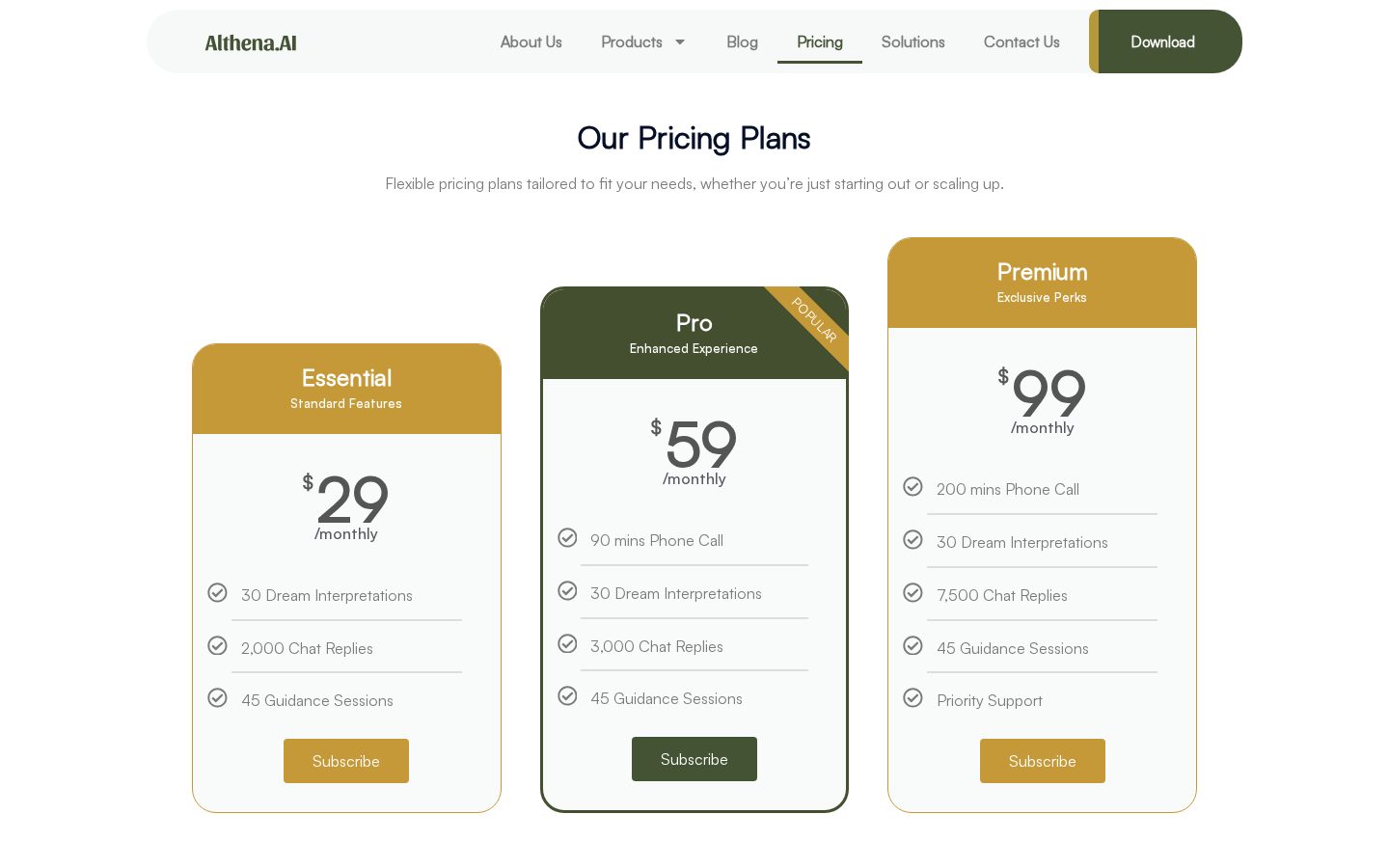 Althena AI Pricing