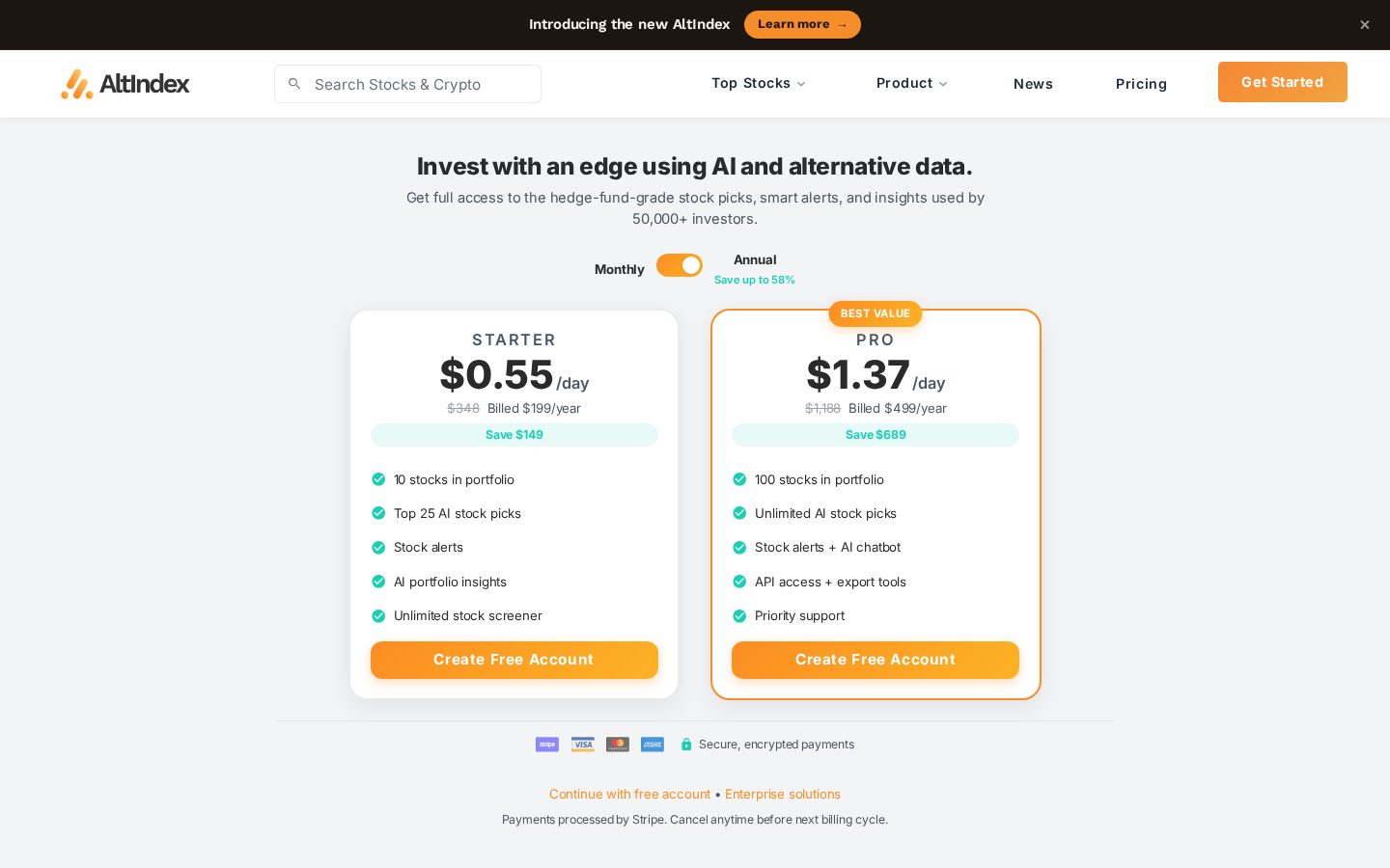 AltIndex Pricing