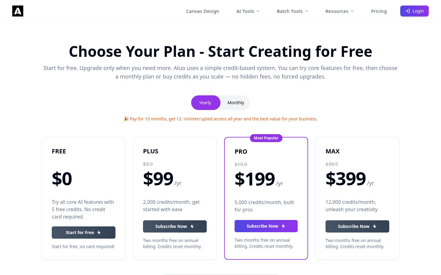 Aluo AI Pricing
