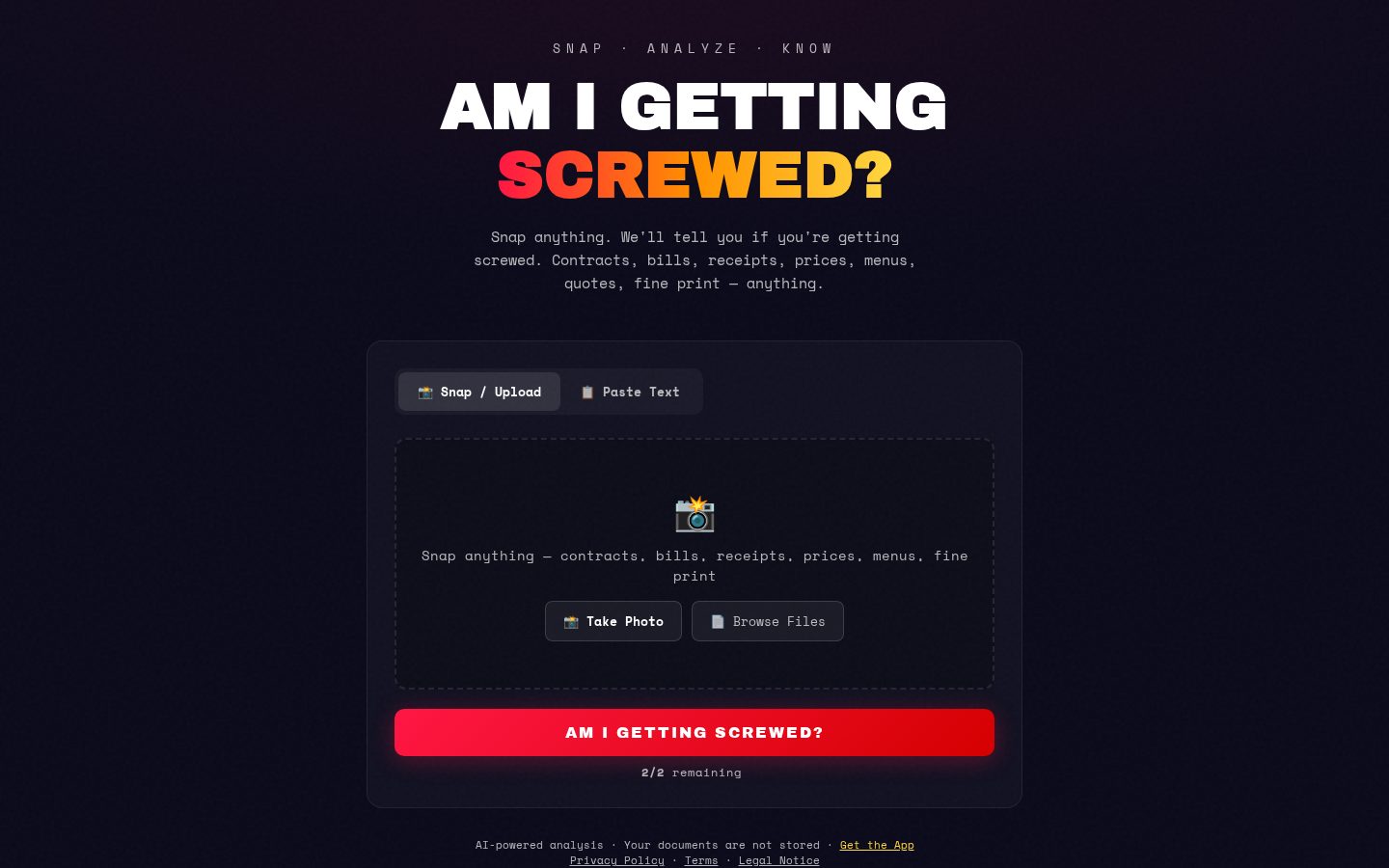Am I Getting Screwed? Homepage