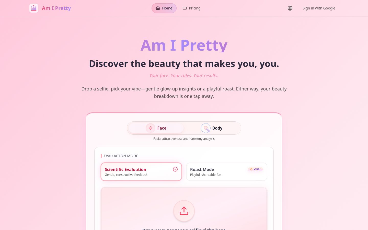 Am I Pretty Homepage