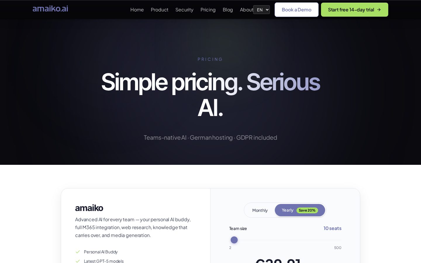 amaiko Pricing