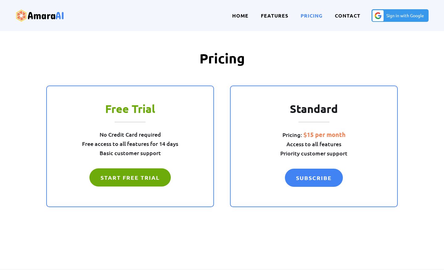AmaraAI Pricing