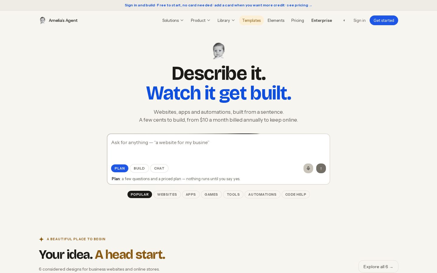 Amelias Agent Homepage