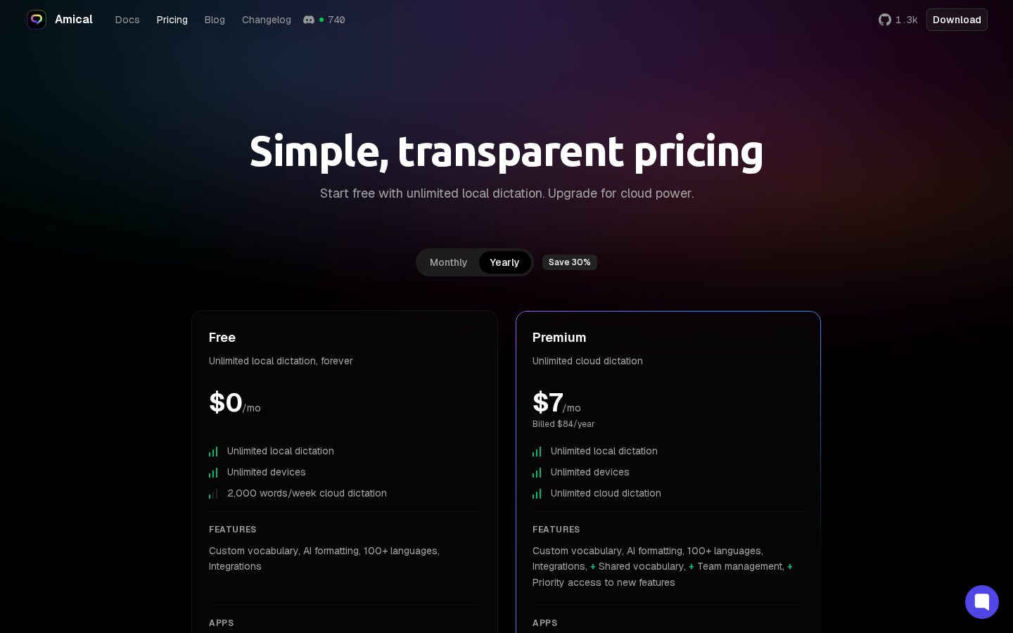 Amical Pricing