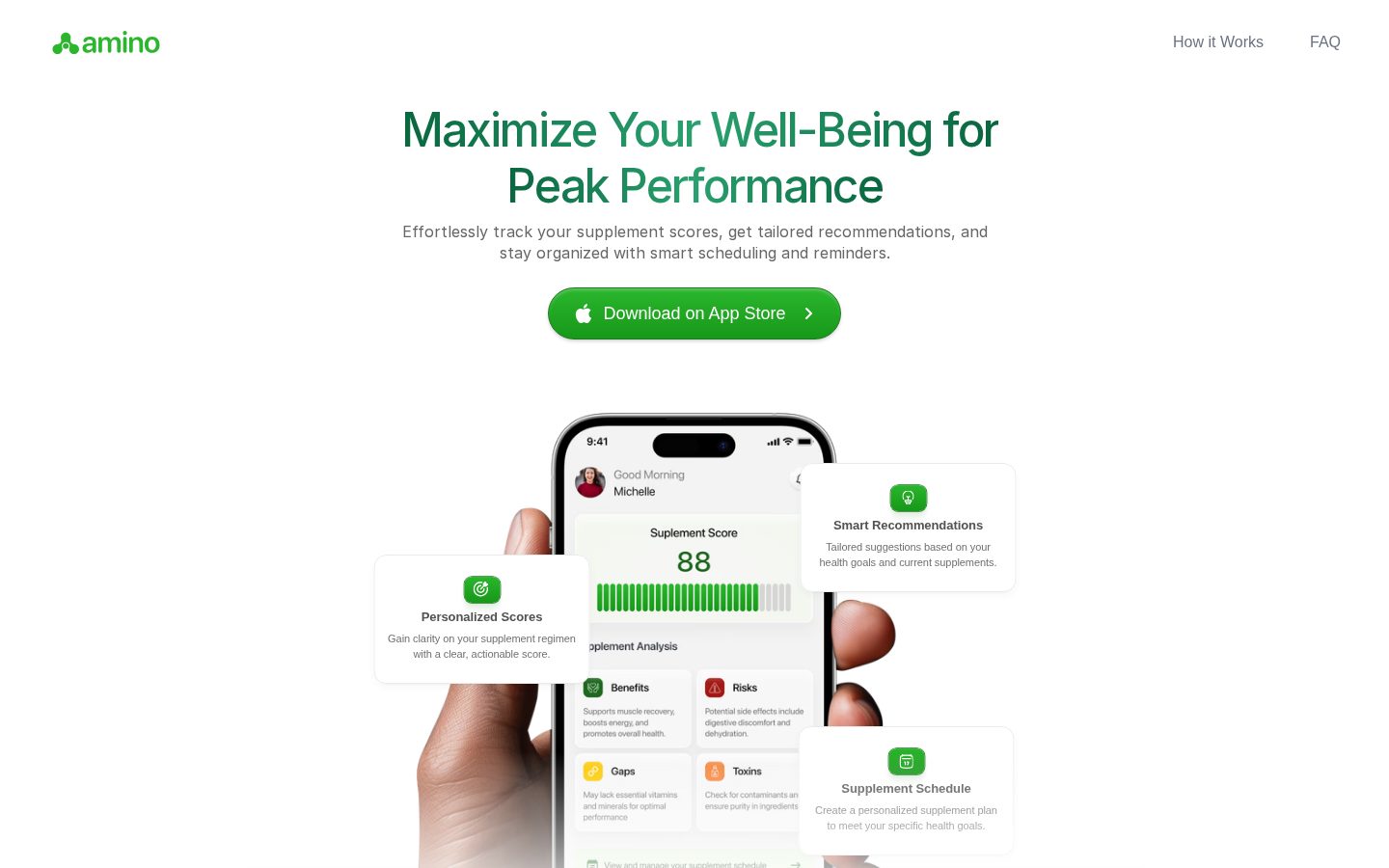 Amino: Supplement Scanner Homepage