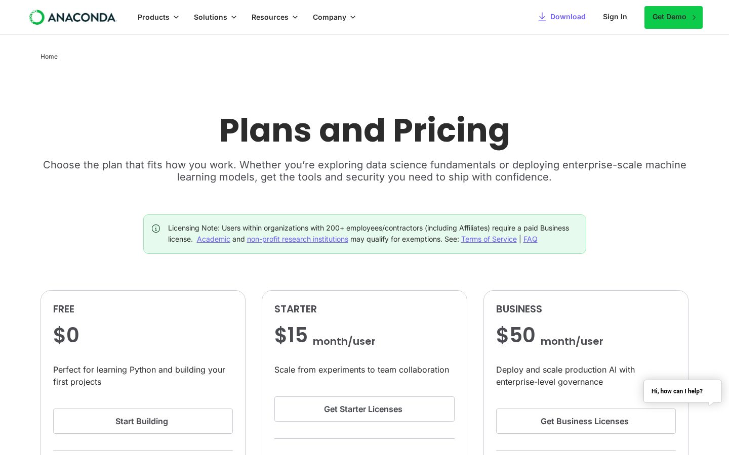 Anaconda Pricing