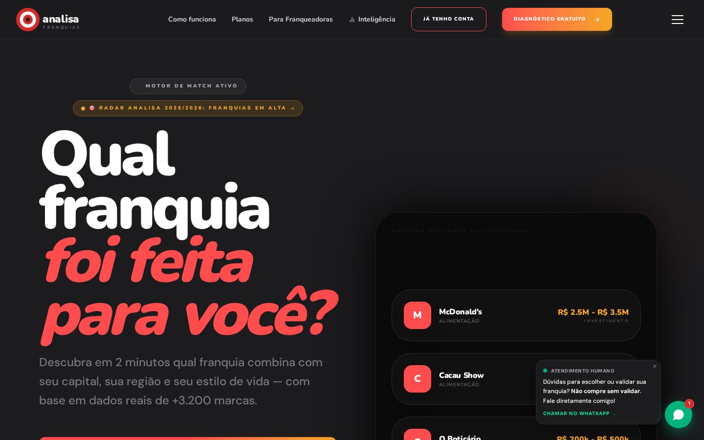 Analisa Franquias Homepage