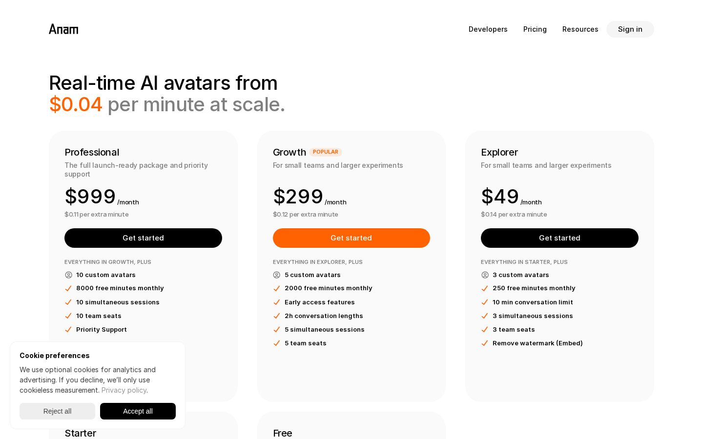 Anam Pricing