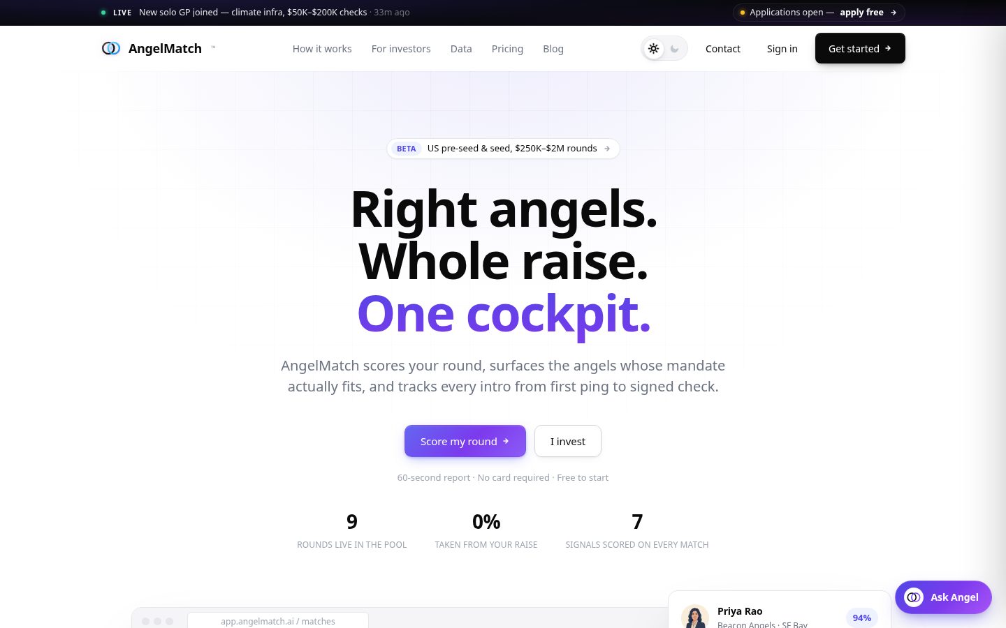 Angel Match Homepage
