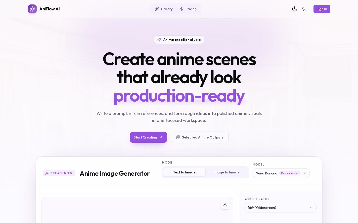AniFlow AI Homepage