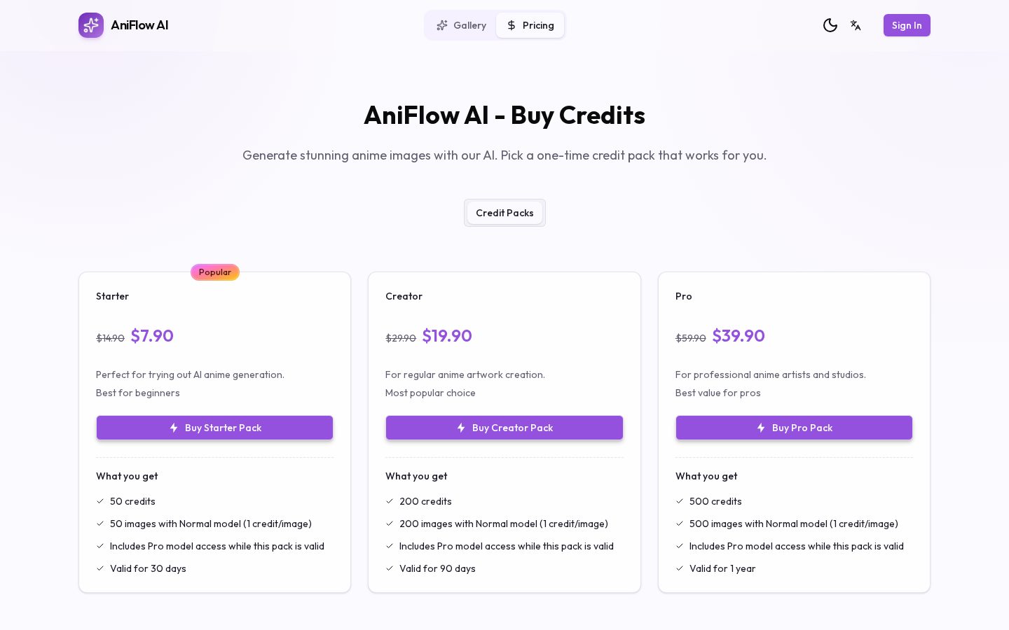 AniFlow AI Pricing