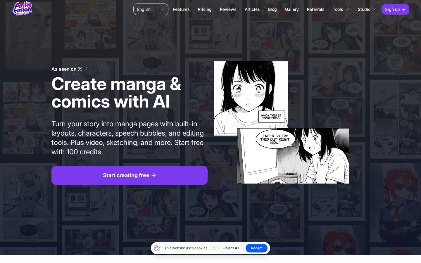 Anifusion Homepage
