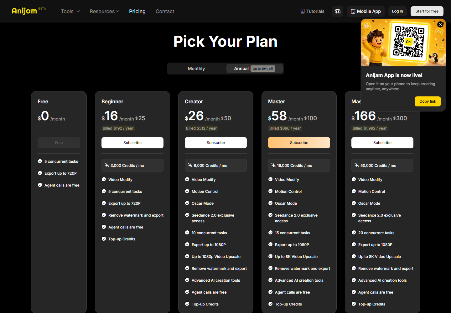 Anijam pricing