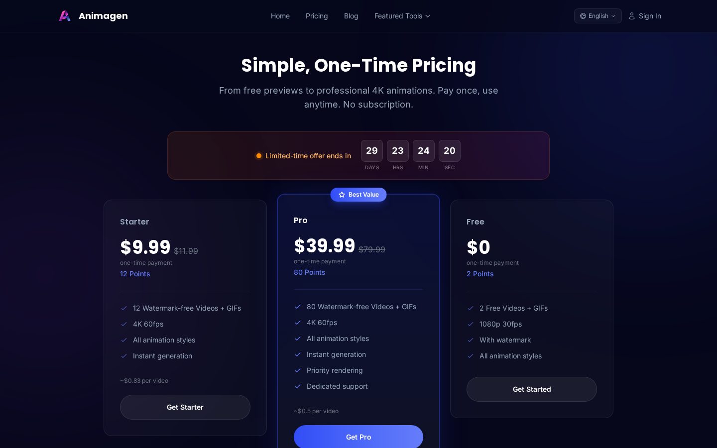 Animagen Pricing