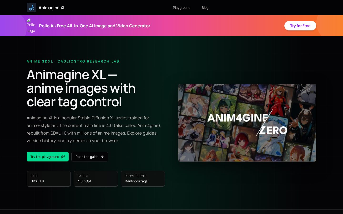 Animagine XL Homepage