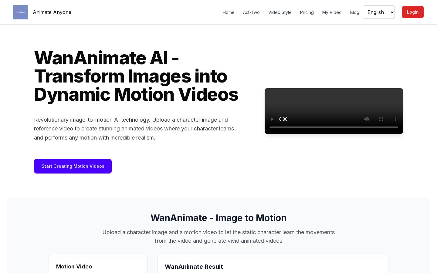 Animate Anyone AI Homepage