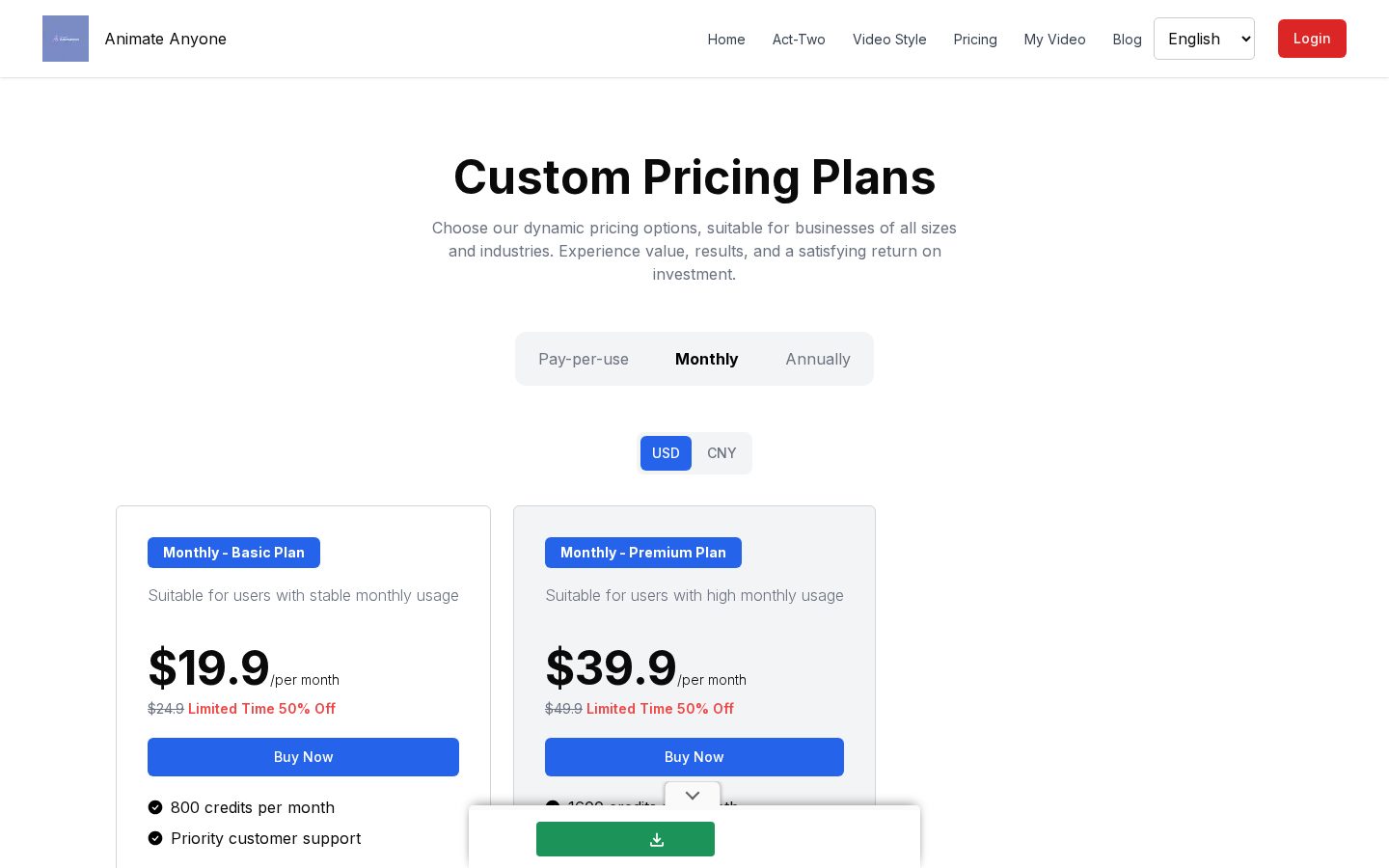 Animate Anyone AI Pricing