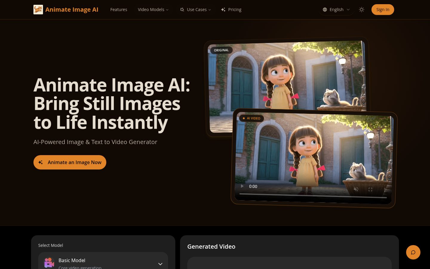 Animate Image AI Homepage