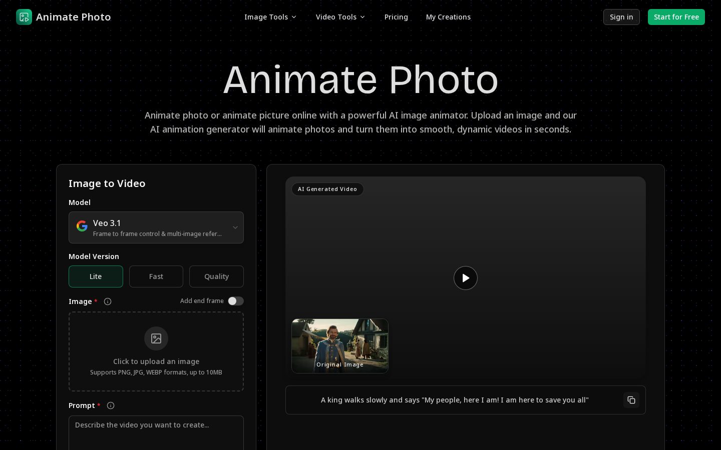 Animate Photo Homepage