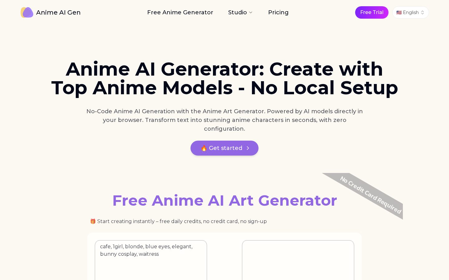 Anime AI Generator Homepage