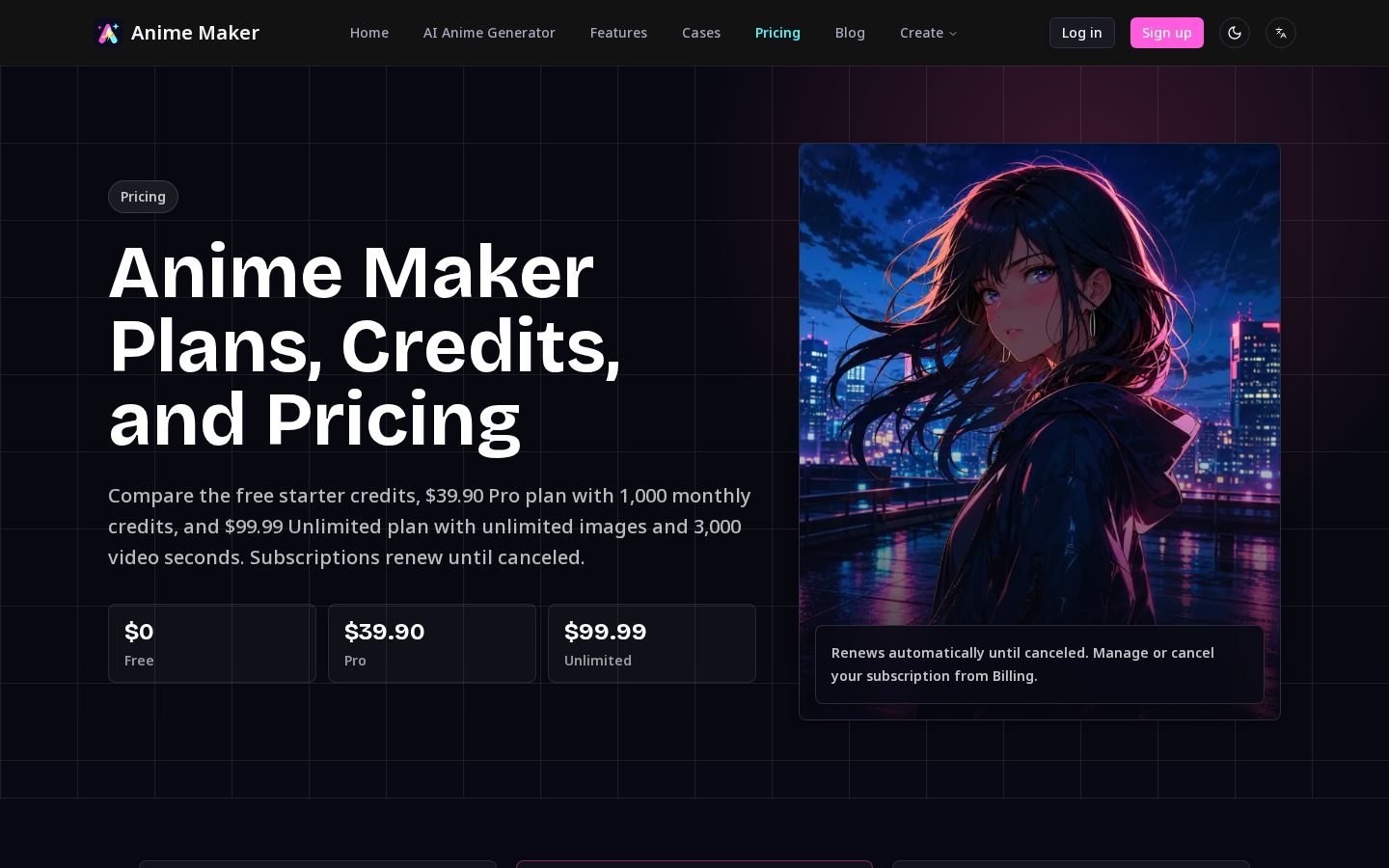 Anime Maker Pricing